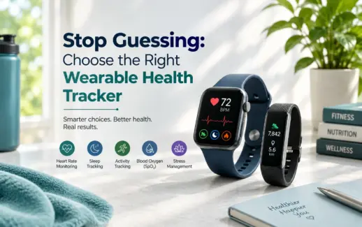Wearable health trackers featuring heart rate monitoring, sleep tracking, activity tracking, blood oxygen measurement, and stress management for better health and fitness.