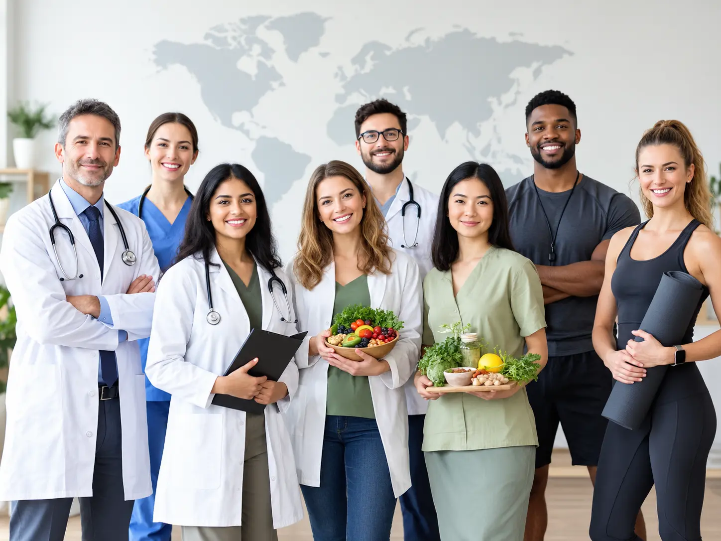 Global health and wellness team promoting healthy lifestyle habits and wellbeing